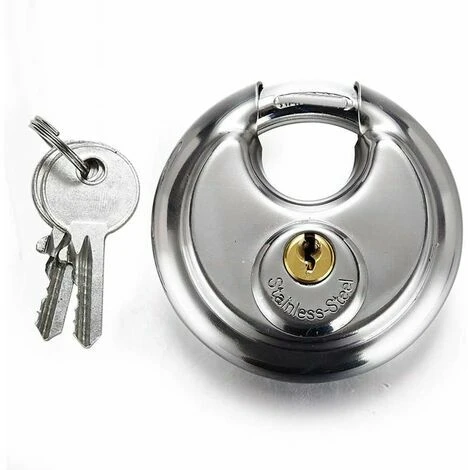 70mm Grand Cadenas De Distribution En Acier Inoxydable Forme Ronde Gâteau Serrure Entrepôt Porte Disque Chaîne Antivol Serrure Avec 2 Clés 1 70mm Grand Cadenas De Distribution En Acier Inoxydable Forme Ronde Gâteau Serrure Entrepôt Porte Disque Chaîne Antivol Serrure Avec 2 Clés