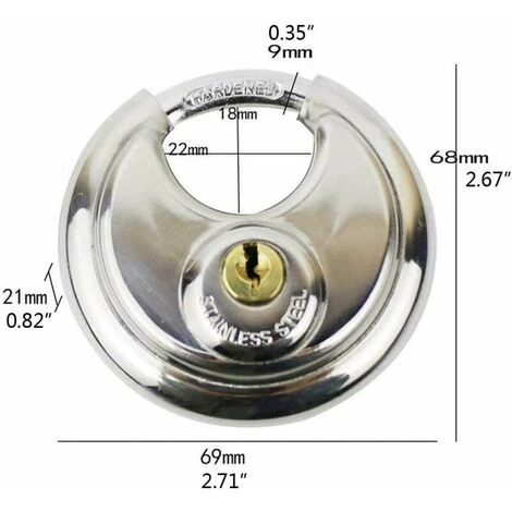 70mm Grand Cadenas De Distribution En Acier Inoxydable Forme Ronde Gâteau Serrure Entrepôt Porte Disque Chaîne Antivol Serrure Avec 2 Clés 4 70mm Grand Cadenas De Distribution En Acier Inoxydable Forme Ronde Gâteau Serrure Entrepôt Porte Disque Chaîne Antivol Serrure Avec 2 Clés – Image 4