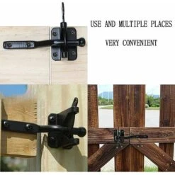 Verrou De Porte Automatique Noir, Serrure De Jardin Automatique, Verrou De Portail, Avec 6 Vis, Pour Patio/Jardin/Porte -Promos Matériel Boutique 90750106 4