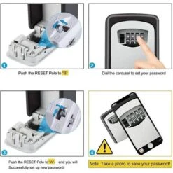 Boîte à Clé Sécurisée,Boite A Clefs Murale,Boite A Cle Avec Code à 4 Chiffres Haute Sécurisée étanche à L'eau Et à La Rouille,pour Intérieur Extérieur Maison Bureau Garage École Gymnase -Promos Matériel Boutique 91086642 5