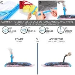 Lot De 12 Sac De Rangement Sous Vide Aspirateur Avec 1 Pompe -Promos Matériel Boutique 91312416 4
