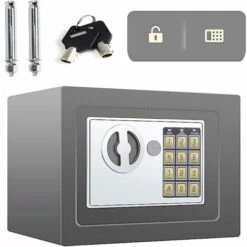 Coffre-fort De Securité Numérique électronique, 8,5L Coffre Fort Hôtel Avec Code PIN Et 2 Clés D'urgence, Fixations Murales Et Au Sol, 31x20x20cm, Gris -Promos Matériel Boutique 91369298 4