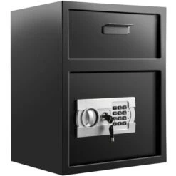 VEVOR Coffre-Fort Avec Fente De Depot Antivol, Coffre-Fort De Securite Electronique En Acier Au Carbone, Coffre-Fort De Depot Ignifuge 2 Cles 2 Kits De Codes, Coffre-Fort Numerique LCD Document Arme
