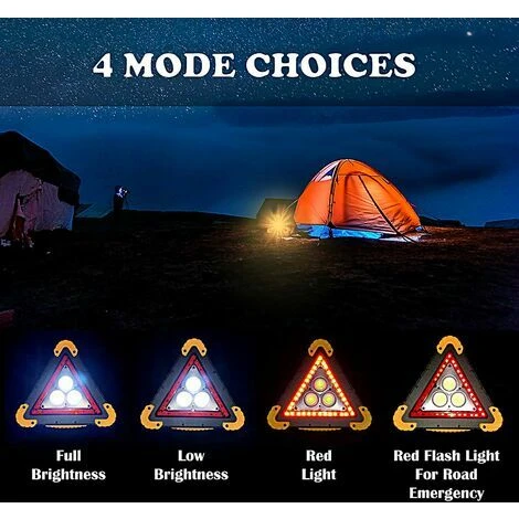 2pcs Triangles De Signalisation, Voyant D'alarme De Voiture à LED Lampe De Secours Triangulaire étanche 4 Modes Pour La Réparation De Voiture D'urgence Assistance (pas De Batterie Incluse) 2 2pcs Triangles De Signalisation, Voyant D'alarme De Voiture à LED Lampe De Secours Triangulaire étanche 4 Modes Pour La Réparation De Voiture D'urgence Assistance (pas De Batterie Incluse) – Image 2