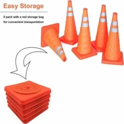 Lot De 5 Cônes De Signalisation Pliables De 45,7 Cm Pour Parking De Route -Promos Matériel Boutique 91852302 5