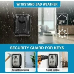 Etanche Boite à Clés Sécurisée Boite à Clefs Murale Coffre Clef Exterieur Boitier Clefs Securise Coffre Fort A Clef Mural Key Safe Box-Partagez L'accès à Vos Clés En Toute Sécurité Noir 1219562mm, -Promos Matériel Boutique 92151546 3