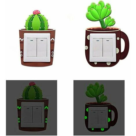 Cactus Creative Switch Cover Lumineux Socket Switch Stickers Muraux Décoratifs 4 Pcs LYLM 2 Cactus Creative Switch Cover Lumineux Socket Switch Stickers Muraux Décoratifs 4 Pcs LYLM – Image 2
