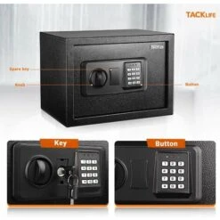 TACKLIFE Coffre-fort 0,5 Pieds Cubes Boîte De Verrouillage Numérique Avec Lumière D'instruction Pour Argent En Toute Sécurité Bijoux Passeport Pistolet Security-HES25A -Promos Matériel Boutique 92295013 3