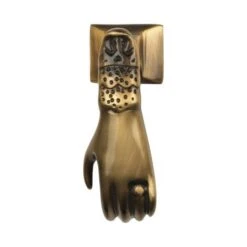 Heurtoir MAIN, En Laiton Patiné, Ancien