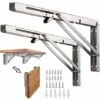 Support D' Étagères Pliable,12 / 300mm Acier Inoxydable Equerre Rabattable Murale, Lot De 2 Lourds Support Console Pliable Rétractable Pour Garage établi, Charge Maximale: 60 Kg/132lb