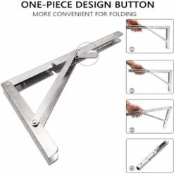 Support D' Étagères Pliable,12 / 300mm Acier Inoxydable Equerre Rabattable Murale, Lot De 2 Lourds Support Console Pliable Rétractable Pour Garage établi, Charge Maximale: 60 Kg/132lb -Promos Matériel Boutique 92473698 3