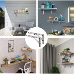 Support D' Étagères Pliable,12 / 300mm Acier Inoxydable Equerre Rabattable Murale, Lot De 2 Lourds Support Console Pliable Rétractable Pour Garage établi, Charge Maximale: 60 Kg/132lb -Promos Matériel Boutique 92473698 5