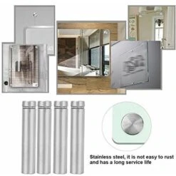 4pcs Entretoises En Verre Vis De Publicité Fixations Boulons Support Pin (12 X 80 Mm) -Promos Matériel Boutique 92680115 3