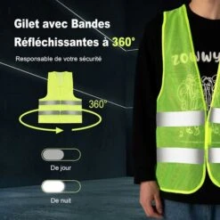 COSTWAY Lot De 12 Cônes De Signalisation Réfléchissant En PVC Hauteur 43cm Avec Gilet Jaune, Cône De Sécurité Marqueur Attention Sécurité Multi-usages, Orange + Argenté, 28 X 28 X 43cm -Promos Matériel Boutique 92686691 4