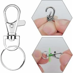 Anneaux Porte Clef, Crochet Porte Clef, Porte Clef Mousqueton,Attache Porte-clés,Fermoir Mousqueton,Mousqueton Pivotant,Métal Pivotant Keychain,Bricolage Accessoires Pour Lanières Bijoux -Promos Matériel Boutique 93283849 4
