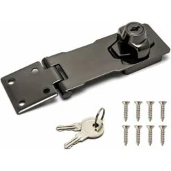 Vol De Sécurité, 4/10cm, Dispositif De Verrouillage Avec Clé Et Vis Pour Serrure De Porte Porte D'entrée, Porte De Garage, Noir