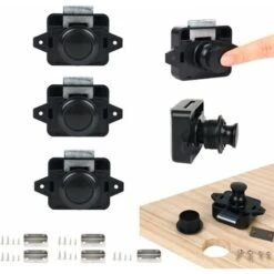 Loquet De Verrouillage à Bouton-poussoir, 5PSC Serrures De Porte Sans Clé Pour Camping-car, Yacht, Bateau, Loquet De Poignée De Porte D'armoire Pop Up Verrou De Porte En Nickel