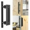 Rétro Poignée De Porte Coulissante Noir Aluminium Tirer Et Rincer La Sets De Poignées Pour Porte Coulissante En Bois, 30cm