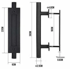 Rétro Poignée De Porte Coulissante Noir Aluminium Tirer Et Rincer La Sets De Poignées Pour Porte Coulissante En Bois, 30cm -Promos Matériel Boutique 93579340 5
