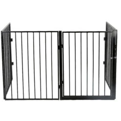 Barrière De Sécurité Enfant Et Animaux Multi-fonction, 240 Cm Grille De Protection Métal, Grille De Protection Pliante à 4 Panneaux Avec Porte, Noir -Promos Matériel Boutique 93886318 3
