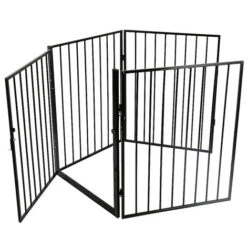 Barrière De Sécurité Enfant Et Animaux Multi-fonction, 240 Cm Grille De Protection Métal, Grille De Protection Pliante à 4 Panneaux Avec Porte, Noir -Promos Matériel Boutique 93886318 5