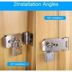 Loquet De Cadenas Agrafe Avec Cadenas Et Vis, Loquet Porte En Acier Inoxydable Avec Clé, Cadenas Agrafe Lourds, Verrou Porte Etanche, Fermeture Porte Pour Chambre à Coucher Patio Jardin (blanc) -Promos Matériel Boutique 93897851 3