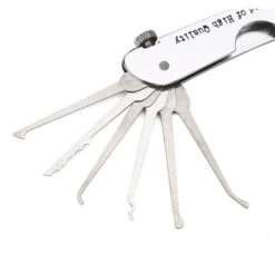 Kit De Crochetage De Serrure Pliable 7 En 1 En Acier Inoxydable Kit De Crochetage Avec Clé Kit De Formation Compact Pour Débutants Professionnels, Argent -Promos Matériel Boutique 93941010 4