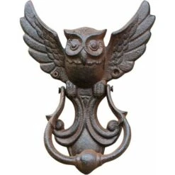 Chouette Porte Heurtoir, Heurtoir De Porte En Fonte Vintage Poignée De Porte, Motif Chouette Heurtoir De Porte En Fonte Style Ancien Décoration(Brown - 1 Pièce - 17.7x4.5x22.5 Cm)