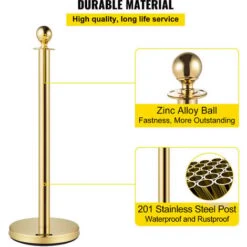 VEVOR 4 Poteaux De Guidage Separation DeOr Avec 2 Cordes En Velours Rouges 1,5 M, 4 PCS Fils DeAttente De Queue Poteau Individuel De Securite 96 Cm Hauteur Barriere De Queue Pour Controle De Foule 8 VEVOR 4 Poteaux De Guidage Separation DeOr Avec 2 Cordes En Velours Rouges 1,5 M, 4 PCS Fils DeAttente De Queue Poteau Individuel De Securite 96 Cm Hauteur Barriere De Queue Pour Controle De Foule -Promos Matériel Boutique 94268094 4