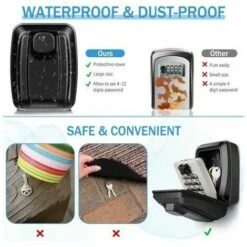 Boite A Clefs Murale Grande Boîte à Clé Sécurisée Etanche Boîte à Clef Extérieur Avec 12 Code Antirouille Résistant Aux Intempéries Cofre Fort A Cle Robuste Pour Maison école Bureau Usine, Fonepro -Promos Matériel Boutique 94720144 3