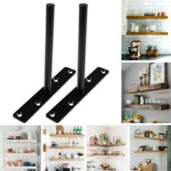 ELLE équerre étagère Invisible, Support Etagere En Fer, Fixation Etagere Murale Equerre Charge Lourde - 2Pièces