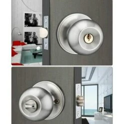 Poignée De Porte, Ronde Bouton Serrure Verrouillage Porte, Verrouillage Par Clés, Taille Du Loquet 60 / 70mm -Promos Matériel Boutique 95084810 3