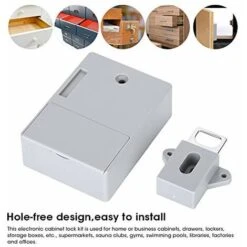 Serrure D'armoire Intelligente 125KHz, Ouverture De Carte RFID électronique Pour Bibliothèques De Sauna, Usines Et Bureaux De Garde-Robe - Sans Perceuse(Gris) -Promos Matériel Boutique 95085035 3