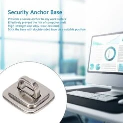 Plaque De Base D'ancrage De Sécurité, En Alliage De Zinc, Antivol, Base D'ancrage De Sécurité, Serrure D'ordinateur, Plaque Fixe, Support De Bureau, Accessoire D'ancrage Pour Ordinateurs Portables, Ta -Promos Matériel Boutique 95085660 4