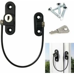 Verrou De Sécurité Enfant Noir, Serrure De Sécurité Pour Porte, Fenêtre, Tiroir, Placard, Réfrigérateur, Limiteur De Porte, Limiteur D'ouverture, Antivol Avec Vis Et Clés