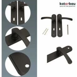 KOTARBAU Poignée De Porte 72 Mm Gauche Droite Serrure à Embout Noir Ensemble De Porte Garniture De Porte Poignée De Porte Poignée De Porte Ensemble De Poignées Porte De Chambre Plaque Longue Alu -Promos Matériel Boutique 95292466 3