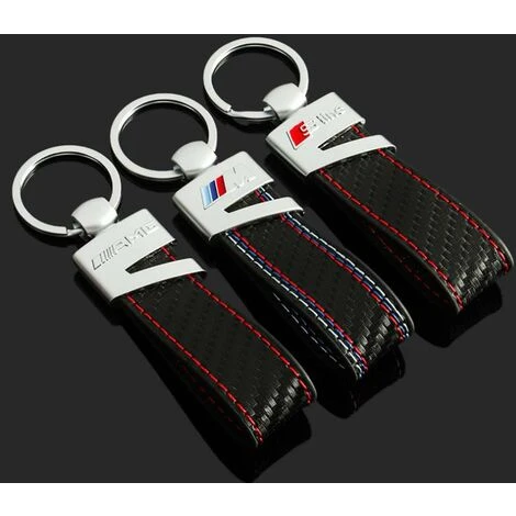 Porte - Clés Audi SLine Logo En Cuir Véritable Fibre De Carbone 3 Porte - Clés Audi SLine Logo En Cuir Véritable Fibre De Carbone – Image 3