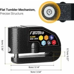 Antivol Moto Bloque Disque Bloc Disque Avec Alarme De 110dB Disc Lock Scooter Vélo, 2 Clés/1 Clé En L/Piles De Rechange/Câble De Rappel 7mm Epaisseur Disque De Frein Cadenas VTT Noir -Promos Matériel Boutique 95474953 4