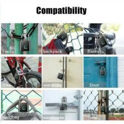 Cadenas à Empreintes Digitales, Serrure Rechargeable USB De Sécurité Keyless De Sécurité Imperméable D'IP67 Pour Utilisation En Intérieur Et En Plein Air, Noir -Promos Matériel Boutique 95475833 5