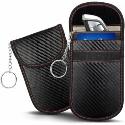 2 Pièces Carbone Fibre Schéma RFID Blindage Clé Cas Voiture Clé Signal Blindage Sac Antivol Sac