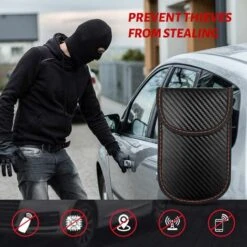 2 Pièces Carbone Fibre Schéma RFID Blindage Clé Cas Voiture Clé Signal Blindage Sac Antivol Sac -Promos Matériel Boutique 95505449 5