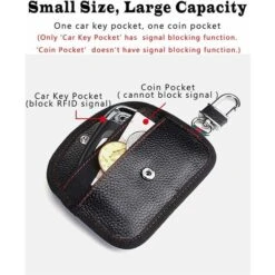 Lot De 2 étuis Bloqueurs De Signal Pour Clés De Voiture Bloquant Les Signaux RFID Pour La Sécurité De La Voiture, Protection Antivol à Distance (Cuir Véritable, Rouge) -Promos Matériel Boutique 95505531 3