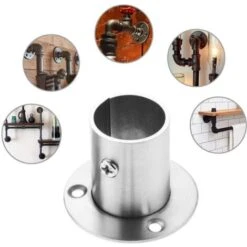 2 Pièces Support De Tube Rond En Acier Inoxydable, Ensemble De Bride De Tige, Support De Tige De Garde-robe, Support De Tige De Tringle à Vêtements, Support D'extrémité De Tige De Direction Avec Vis，1 -Promos Matériel Boutique 95536268 4