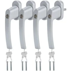 Randaco Poignée De Fenêtre Verrouillable Poignée De Fenêtre En Aluminium Poignée De Fenêtre De Sécurité Avec Serrure Gris 4X