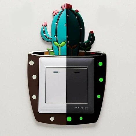 Autocollants Pour Interrupteur - Motif Cactus - Décoration Murale,(5Pcs,Multicolore) 2 Autocollants Pour Interrupteur - Motif Cactus - Décoration Murale,(5Pcs,Multicolore) – Image 2