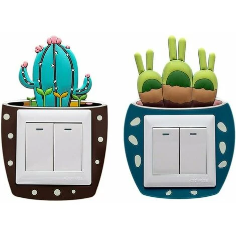 Autocollants Pour Interrupteur - Motif Cactus - Décoration Murale,(5Pcs,Multicolore) 4 Autocollants Pour Interrupteur - Motif Cactus - Décoration Murale,(5Pcs,Multicolore) – Image 4