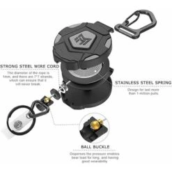 Paquet De 2 Porte-clés Rétractables, Porte-badge Mousqueton Robuste, Bobine De Badge D'identification Tactique Avec Cordon Rétractable En Acier De 31 Pouces, 8 Oz -Promos Matériel Boutique 95920685 3