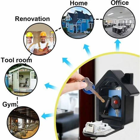 Boite A Cle Securisee Mural Boite A Clé Avec Code Numérique & Clés D'urgence, Grand Key Safe Box Format Coffre A Clef Extérieur Pour Maison, Bureau, Usine, Garages (Noir Complet) 5 Boite A Cle Securisee Mural Boite A Clé Avec Code Numérique & Clés D'urgence, Grand Key Safe Box Format Coffre A Clef Extérieur Pour Maison, Bureau, Usine, Garages (Noir Complet) – Image 5