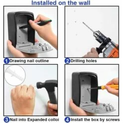 Boite à Clé Sécurisée, Supérieur Grand Clés Boîte, Coffre à Clé Avec Code Numérique à 4 Chiffres, Boite A Clef Mural Sécurisé Pour Intérieur Extérieur Maison Bureau Garage École Gymnase -Promos Matériel Boutique 95971520 4