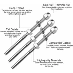 10 Pcs Tendeurs De Câbles Filetés Fendeur Câble Inox Garde Corps Câble Tendu Câble Inox Garde Corps Connecteur De Câble Métallique Avec Écrou Joint Pour Systèmes Gréement Garde-Corps 1/8",Superma 7 10 Pcs Tendeurs De Câbles Filetés Fendeur Câble Inox Garde Corps Câble Tendu Câble Inox Garde Corps Connecteur De Câble Métallique Avec Écrou Joint Pour Systèmes Gréement Garde-Corps 1/8",Superma -Promos Matériel Boutique 96320284 3